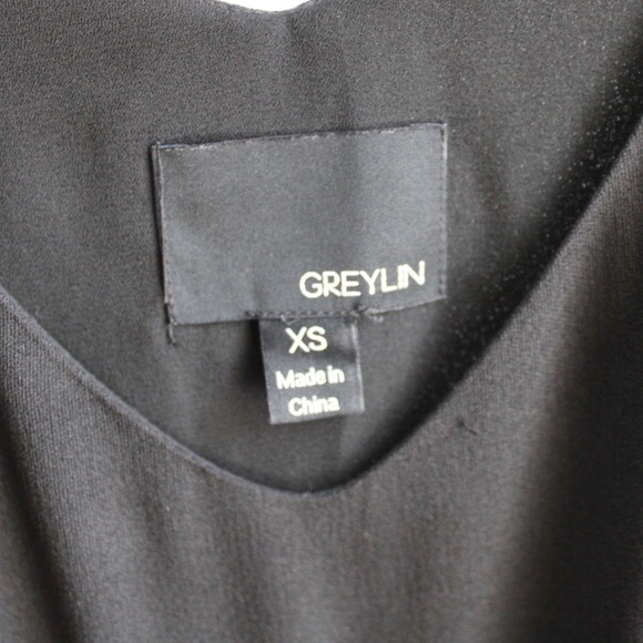 GREYLIN Black & Gold Czar Feather Trim Tweed Mini Party Dress Size XS - Picture 3 of 11